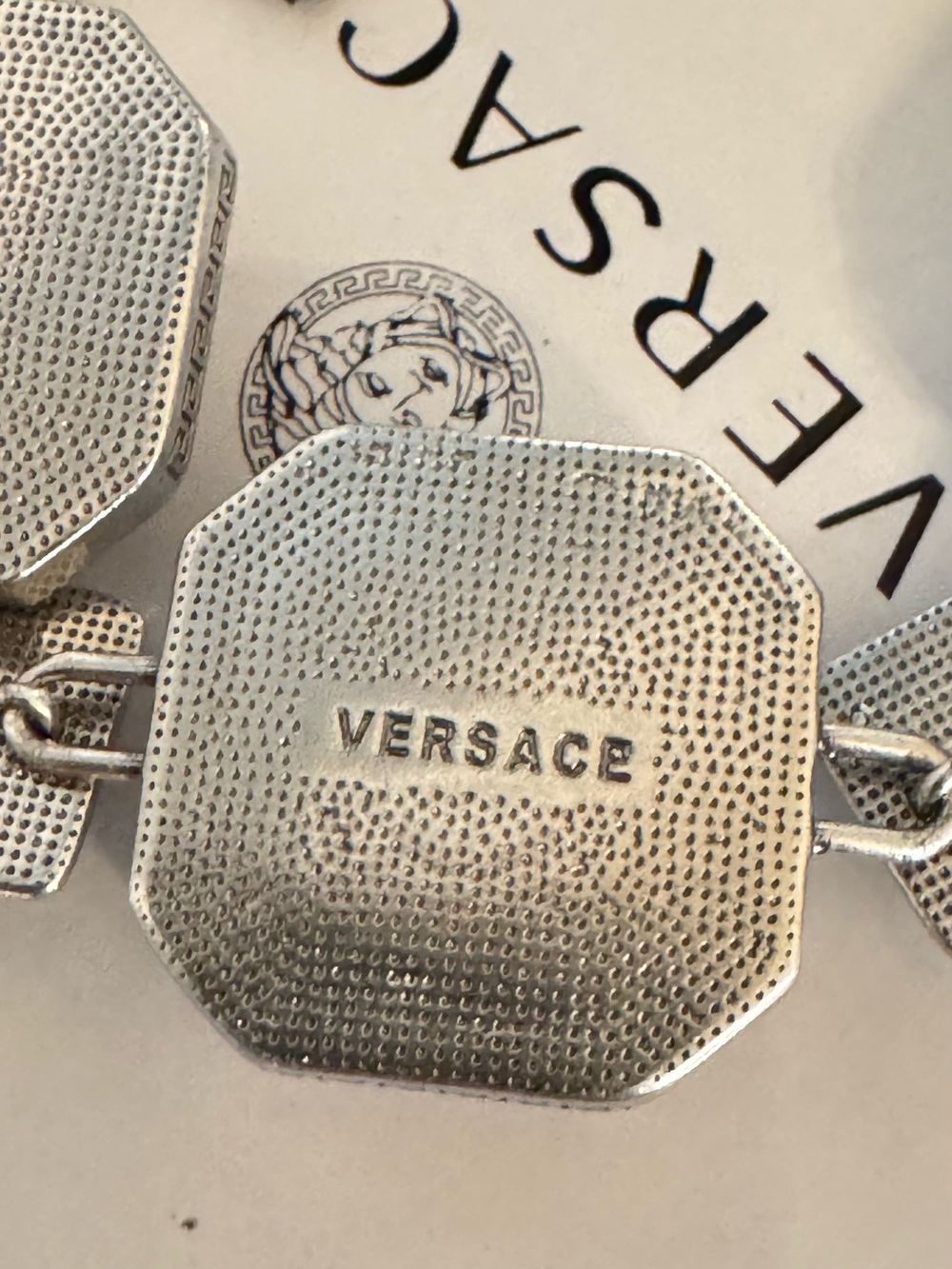 Versace Silver-Tone Bracelet with Large Clear Crystals - Picture 9 of 10